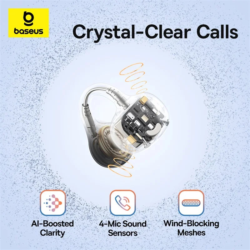 Baseus BC1 Open-Ear Wireless Earbuds | Bluetooth 6.0 | IP55 Waterproof