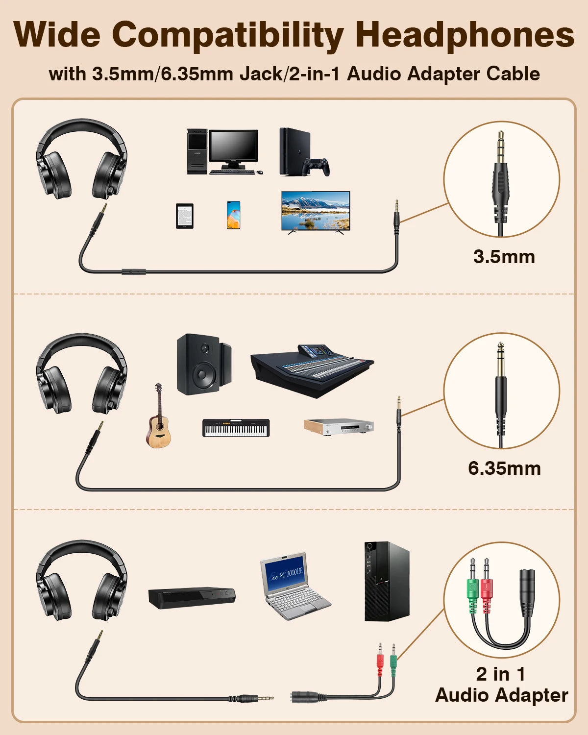Professional Studio Monitor Gaming Headset with Mic