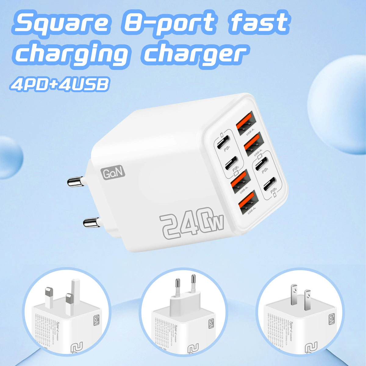 240W GaN 8-Port USB-C Charger