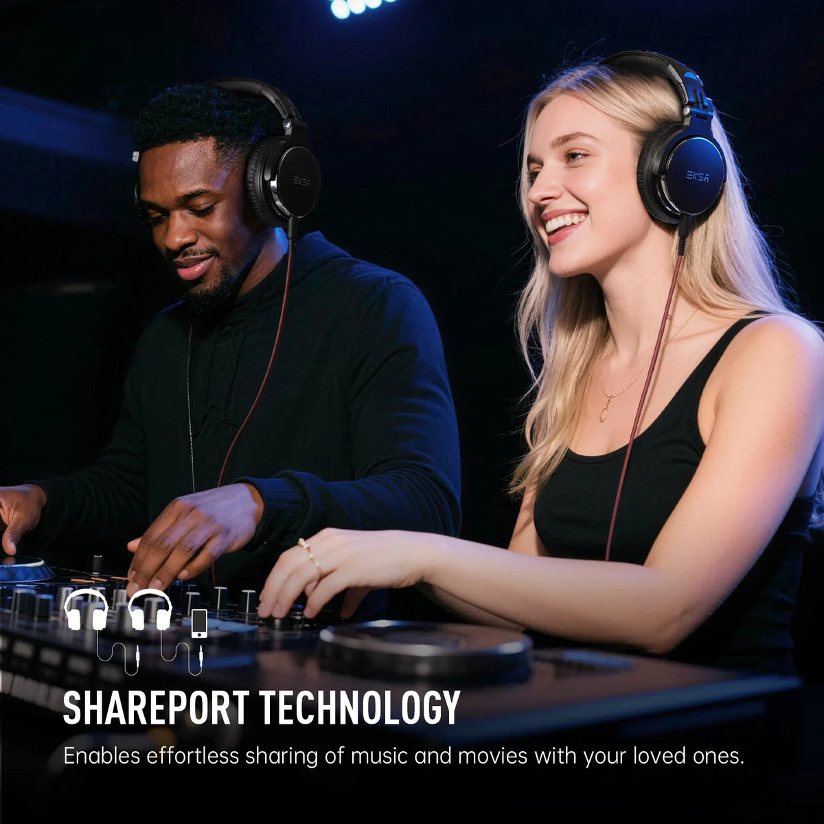 EKSA Hi-Res Studio DJ Headphones with Mic