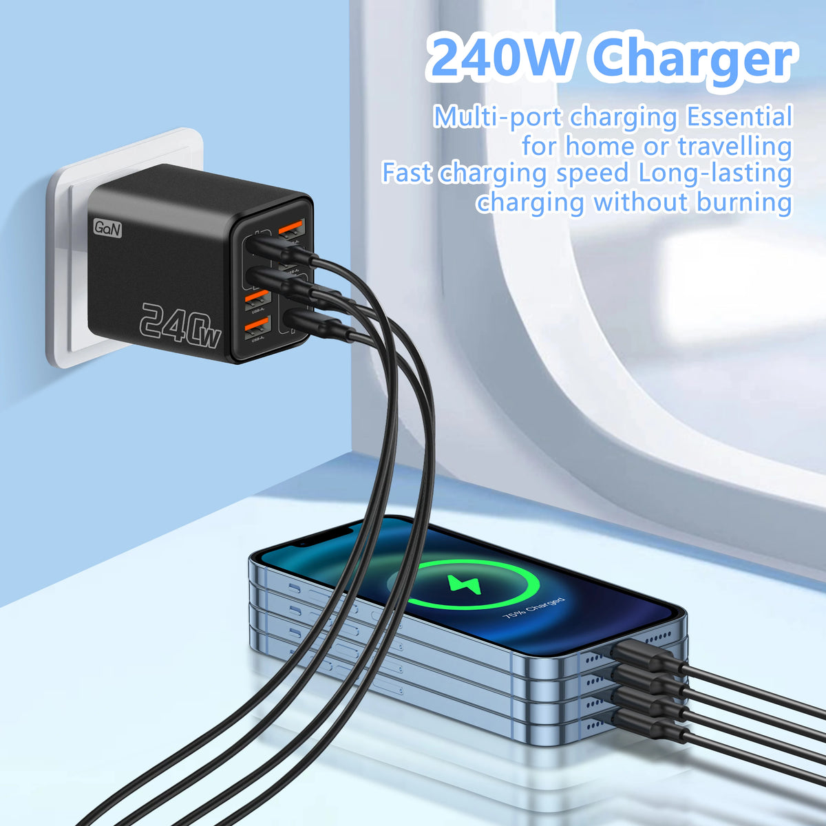 240W GaN 8-Port USB-C Charger