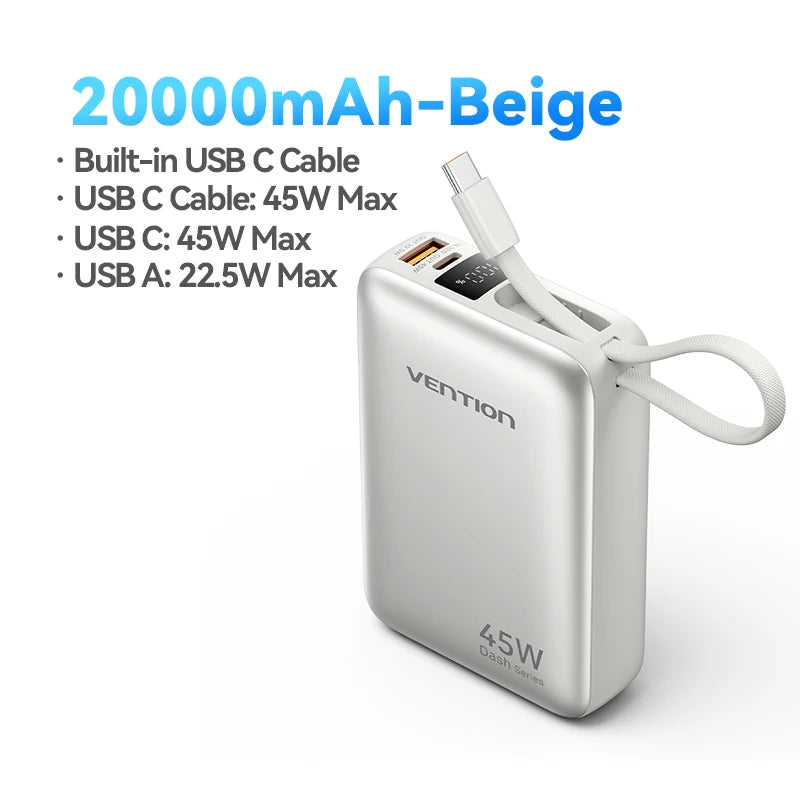 Vention 20000mAh 45W Fast Charging Power Bank