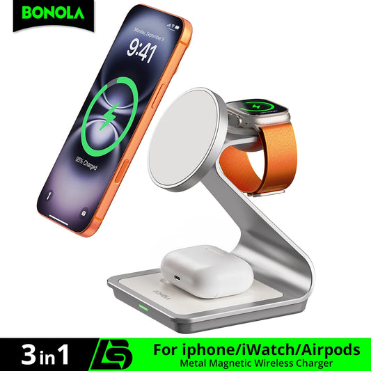 3-in-1 Magnetic Wireless Charging Station | iPhone, Apple Watch & AirPods Charger