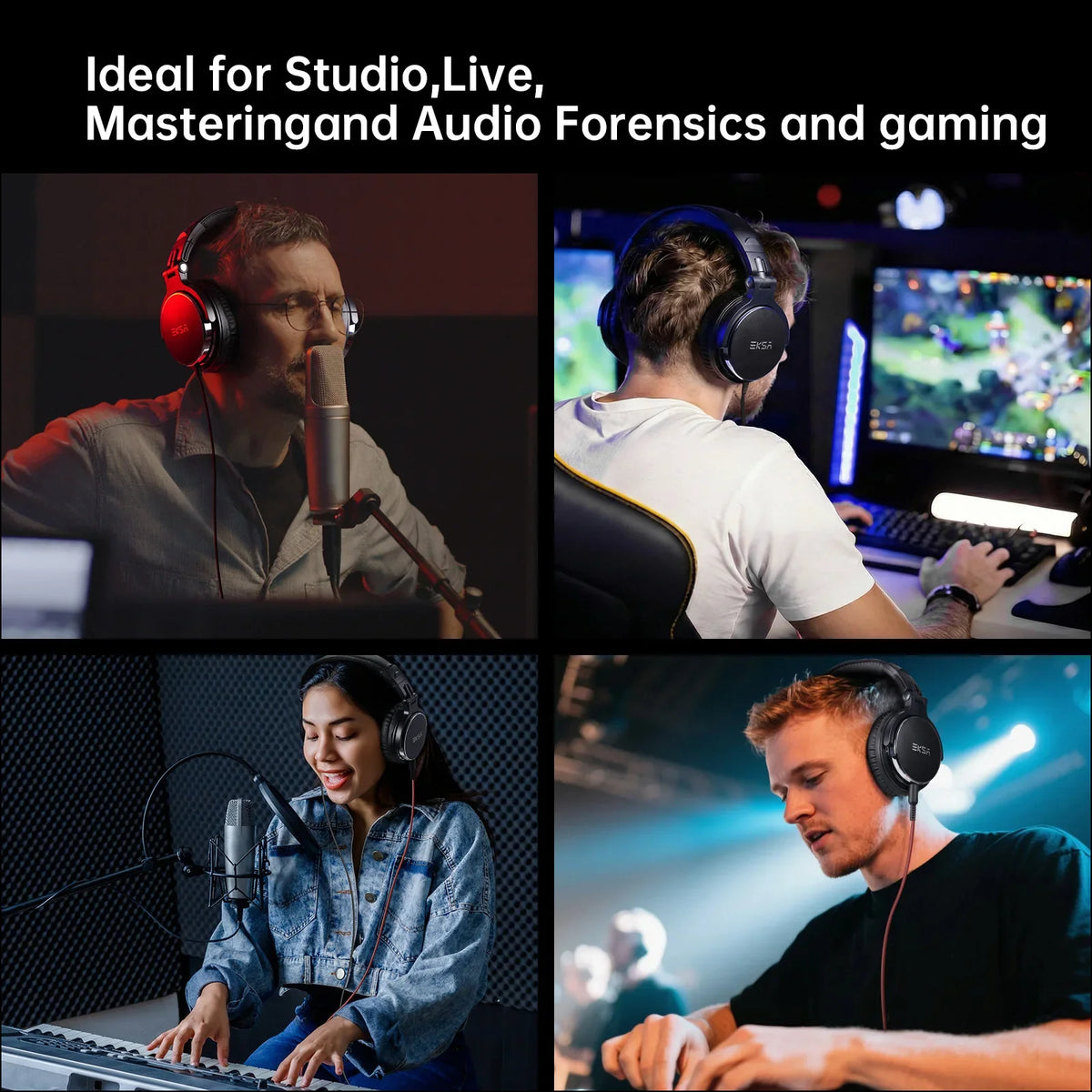 EKSA Hi-Res Studio DJ Headphones with Mic
