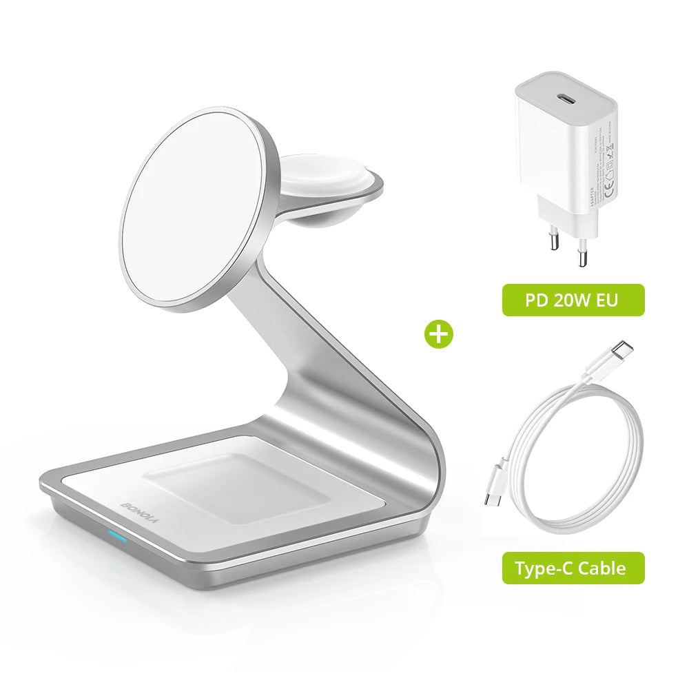 3-in-1 Magnetic Wireless Charging Station | iPhone, Apple Watch & AirPods Charger