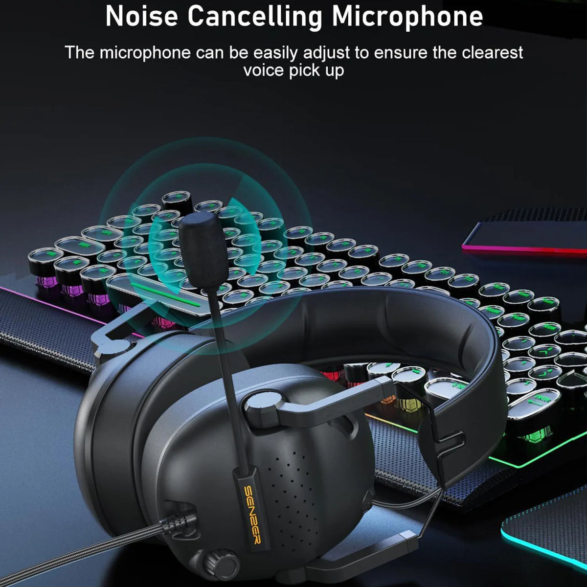 Wired Gaming Headset with Noise-Canceling Mic